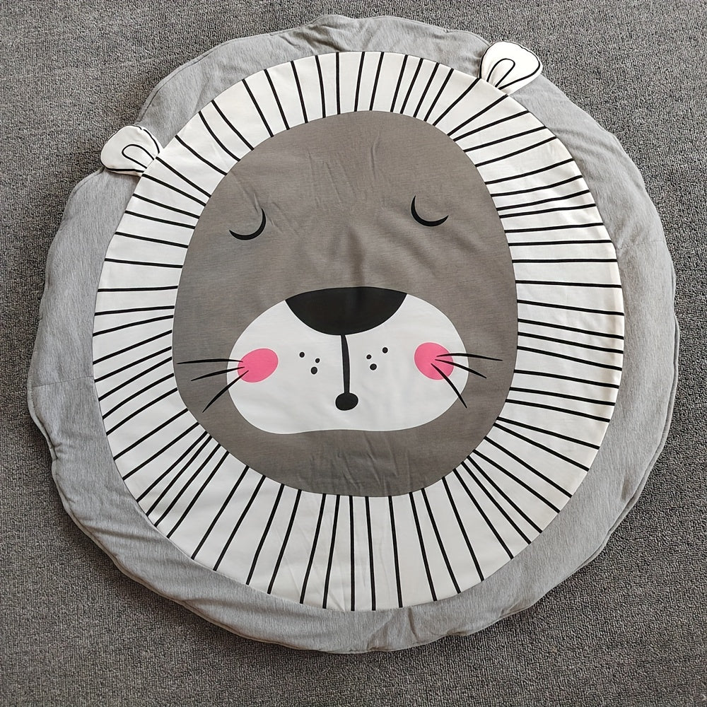 3D Animal Round Crawling Mat Baby Play Mat with Cotton Liner & Zipper