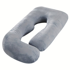 J Shaped Maternity Pillow Crystal Fleece Washable Support Abdominal Pillow