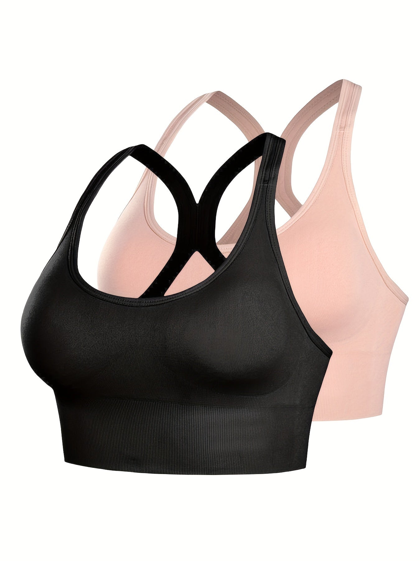 2pcs Wireless Sports Bras Comfy & Breathable Workout Bra