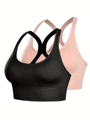 2pcs Wireless Sports Bras Comfy & Breathable Workout Bra