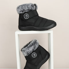 Faux Fur Lined Thermal Snow Boots Plush Slip On Winter Keep Warm Boots