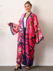 Boho Kimono Women's Plus Floral Print Tie Dye Long Sleeve
