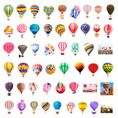 50 Colorful Hot Air Balloon Doodle Stickers for Laptops Water Bottles