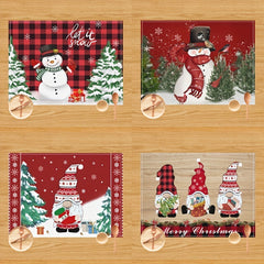 Set of 4 Christmas Placemat Red Snowman Let It Snow Winter Gnomes Table Mats