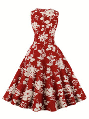 Floral Print Tank Dress Sleeveless A Line Summer Dress