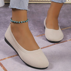 Women's Casual Knit Ballet Shoes Breathable Slip On Flat Shoes