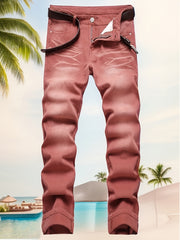 Slim Fit Vintage Jeans Men's Casual Street Style Distressed Denim Pants
