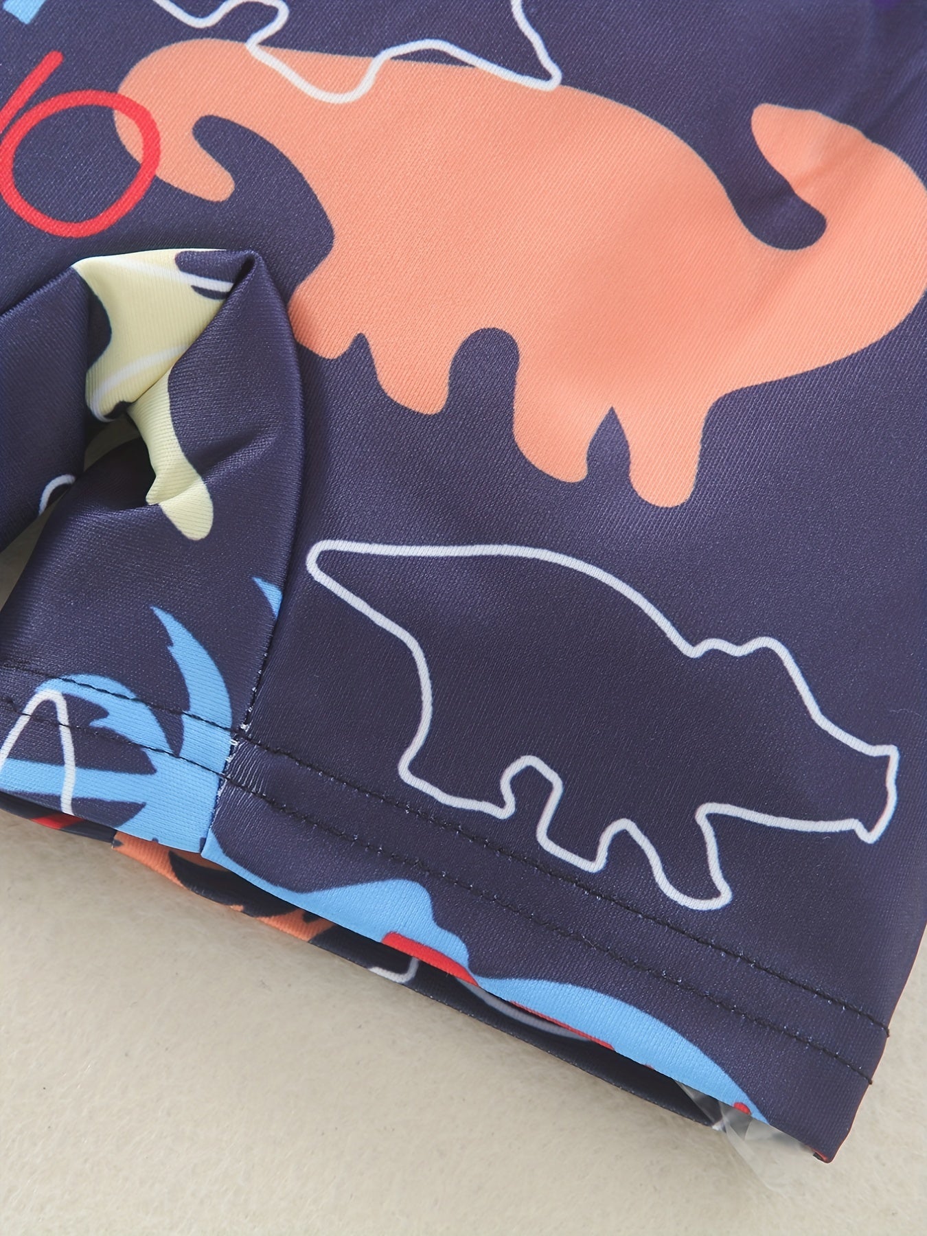 Boys Dinosaur Print Swim Trunks & Cap Set for Beach Vacation