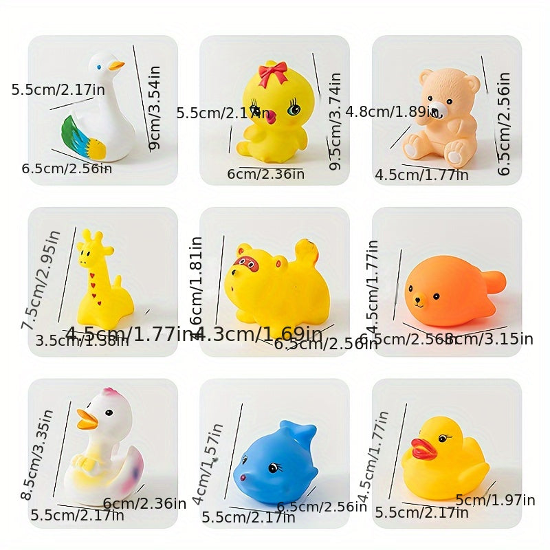 Baby Animals Bath Toys Set Soft Rubber Squeeze Sound Kids Wash Play