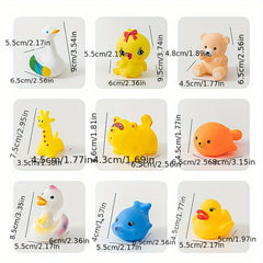 Baby Animals Bath Toys Set Soft Rubber Squeeze Sound Kids Wash Play