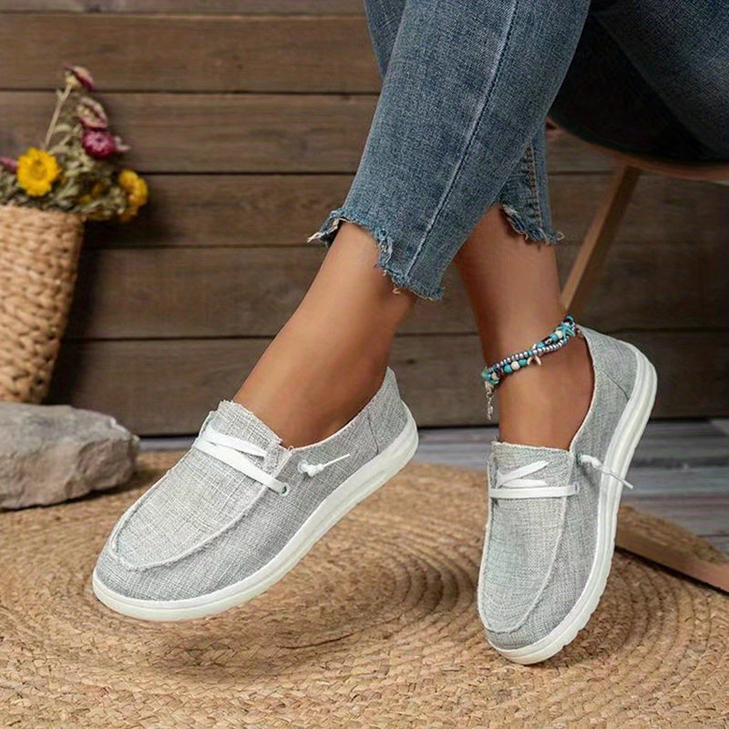 Women's Cow Printed Flat Loafers Lace Up Canvas Shoes