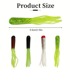 7pcs Tube Baits Soft Plastic Fishing Lure Grub Worm For Bass