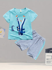 Boys Crocodile Eating Fish T-shirt & Shorts Set