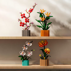 Flower Pot Building Blocks with Vase - Home Decor for Adult Female