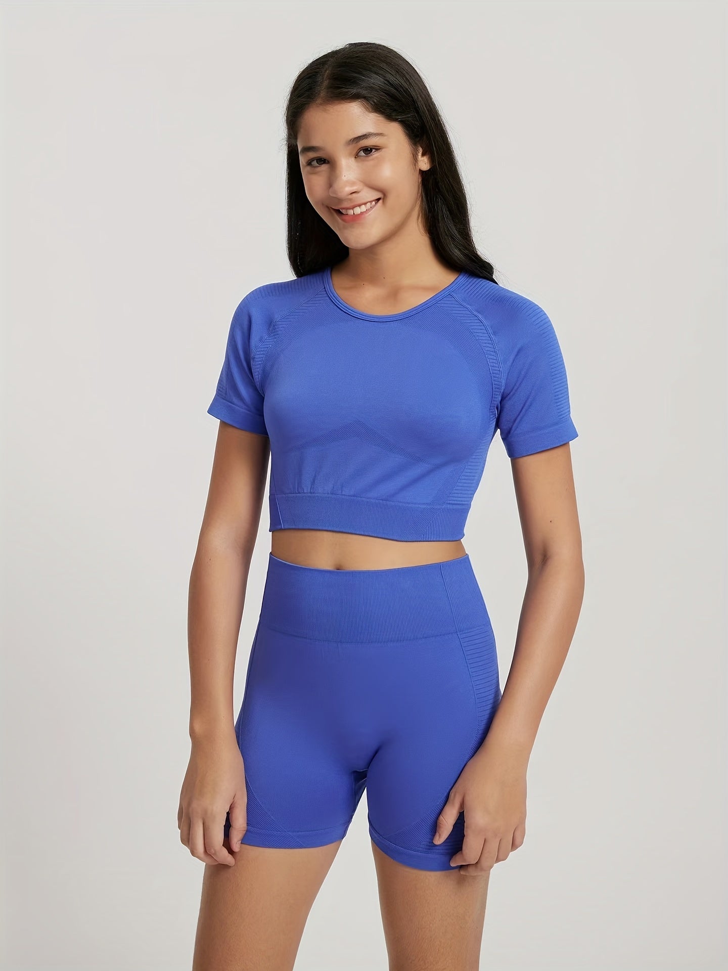 Yoga Workout Set: Crop T-shirt & Running Suit - Women's Activewear