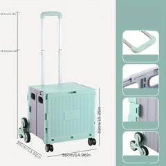 50L Folding Shopping Cart for Picnic Camping, Portable Small Cart with Wheels