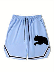 Animal Pattern Stretch Drawstring Shorts