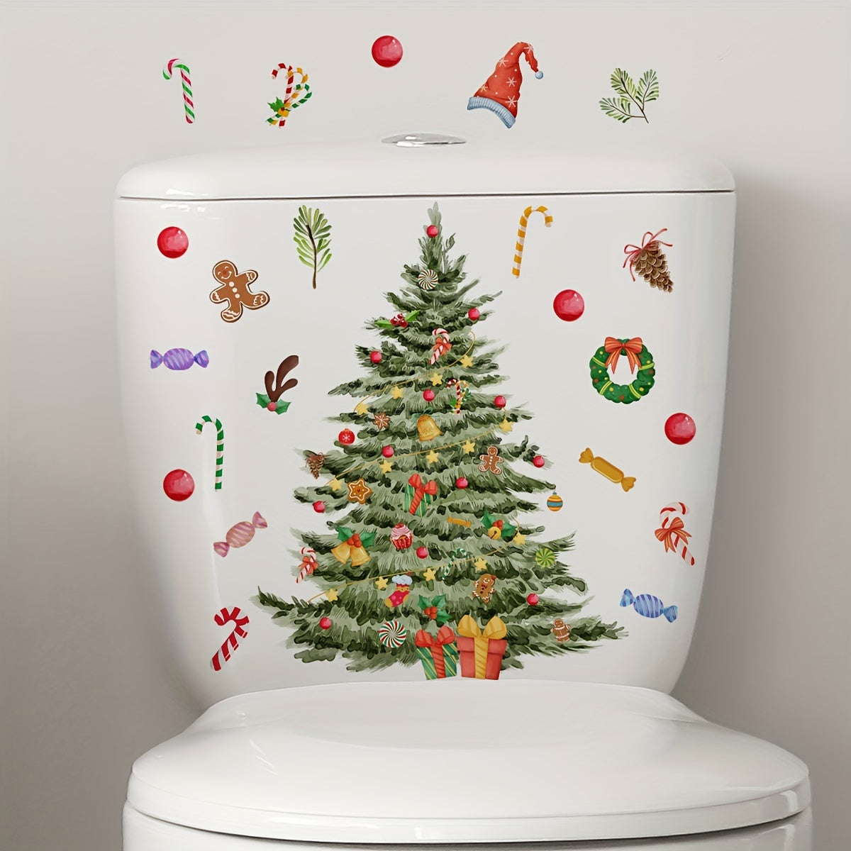 Christmas Tree Toilet Sticker Bathroom Decoration Removable Waterproof