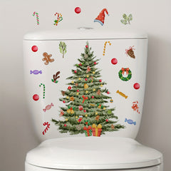 Christmas Tree Toilet Sticker Bathroom Decoration Removable Waterproof