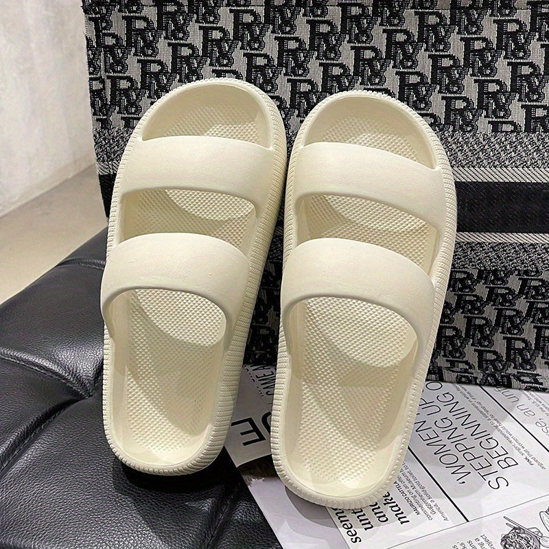 Women's Double Strap Pillow Slides Soft Open Toe Non Slip Indoor Shoes