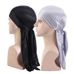 2pcs Silver Silk Bandage Pirate Hat Wrapped Hat Turban Hat Khaki