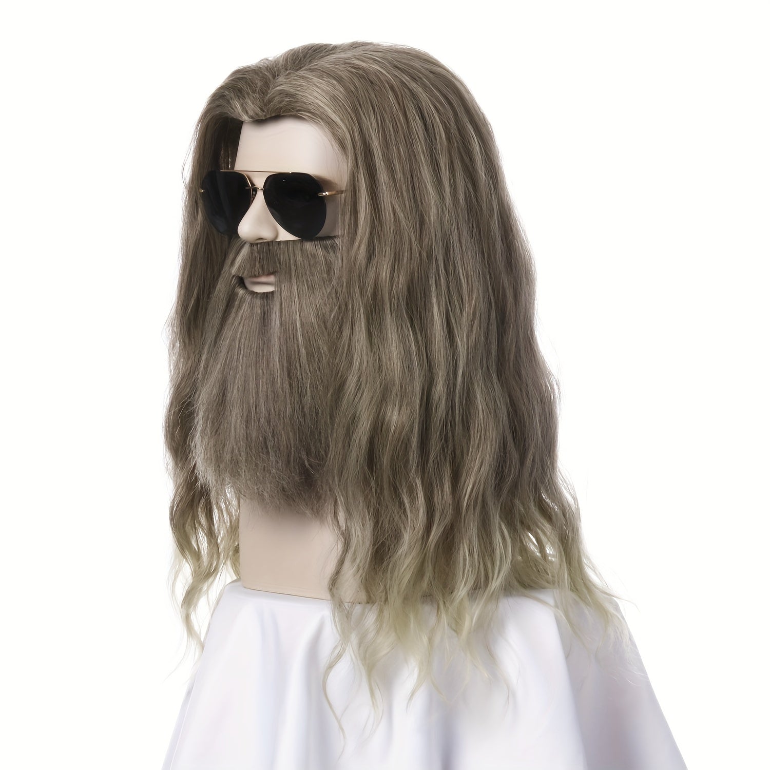 Men's Long Curly Hair Dark Cyan Costume Wig