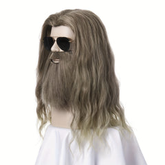 Men's Long Curly Hair Dark Cyan Costume Wig