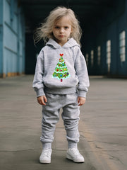 Girls 2pc Christmas Tree Hooded Sweatshirt & Sweatpants Set