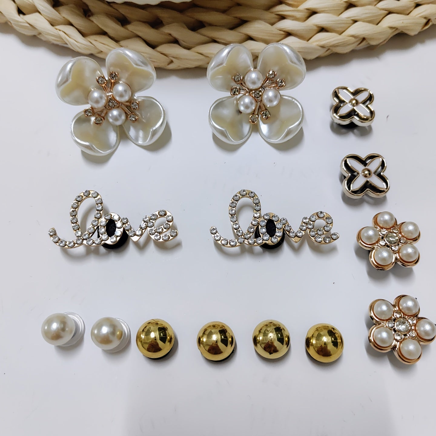 14pcs Pearl Flower Shoe Buckles Jewelry Shoe Accessories For Birthday Gift