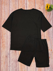 Ribbed Lounge Set Top & Shorts Women's Loungewear