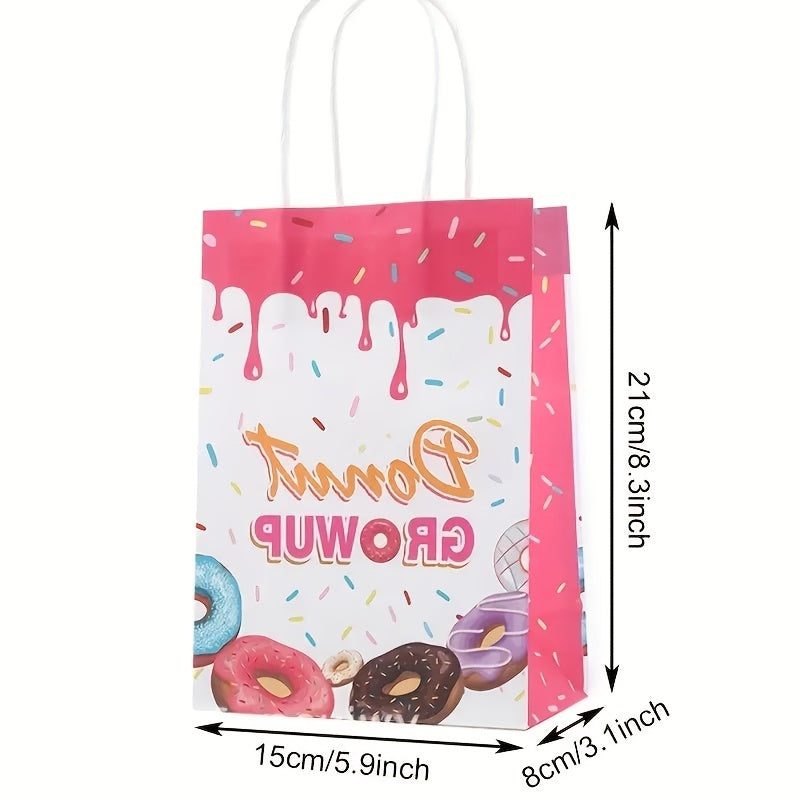 4pcs Colorful Donut Favor Bags with Handle - Donut Theme Party Goodie Bags