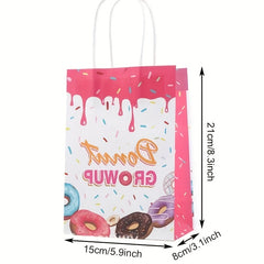 4pcs Colorful Donut Favor Bags with Handle - Donut Theme Party Goodie Bags