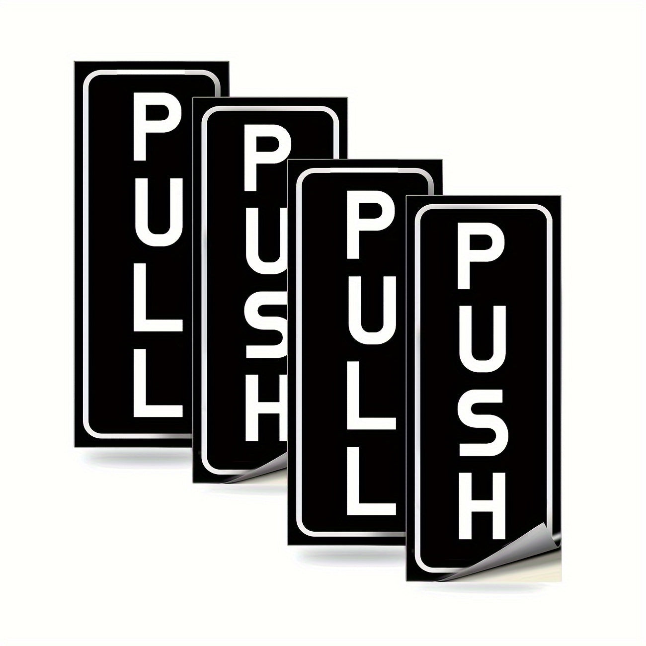 8pcs Push Pull Door Sign Sticker Vertical Self-Adhesive Vinyl 5x12cm