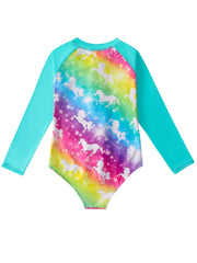 Girls Unicorn Graphic Sun Protection Swimsuit