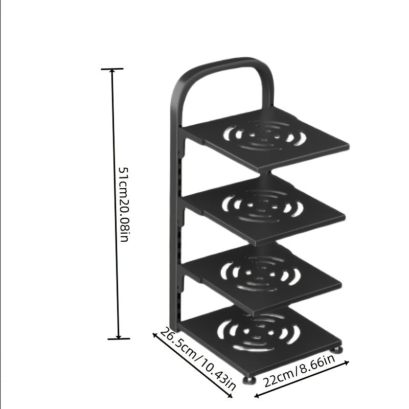 Multifunctional Kitchen Floor Storage Rack - Cabinet Pot Pan Lid Organizer