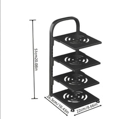 Multifunctional Kitchen Floor Storage Rack - Cabinet Pot Pan Lid Organizer