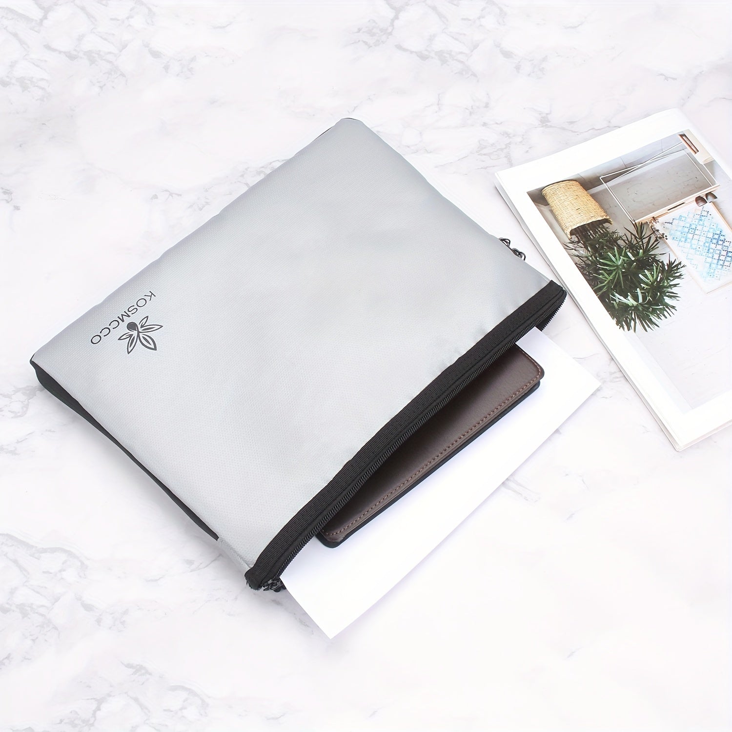 WESSLECO Fireproof Money Jewelry Valuables File Folder Cash Pouch Document Bag