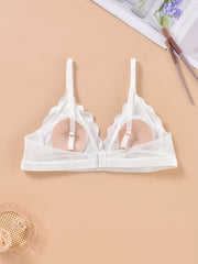 Lace Wireless Bra with Scalloped Trim - Comfortable Floral Lingerie