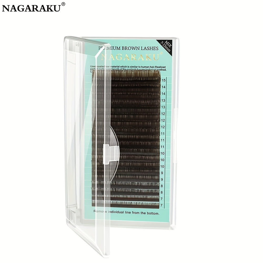 Natural Brown Eyelash Extensions 0.15mm C D Curling 7-15mm Mix Length