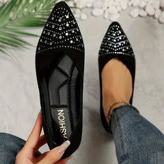 Women's Rhinestone Decor Flat Shoes Point Toe Work Shoes