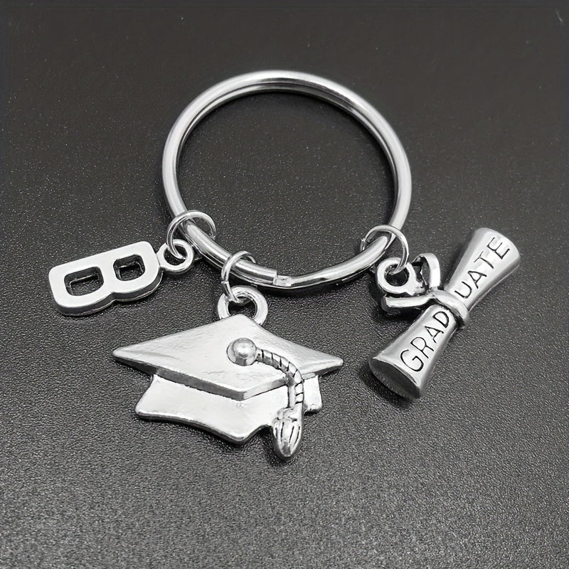 Graduation Hat Keychain Metal Key Ring Purse Backpack Car Charm Souvenir Gift