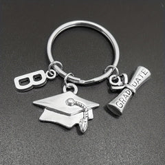 Graduation Hat Keychain Metal Key Ring Purse Backpack Car Charm Souvenir Gift
