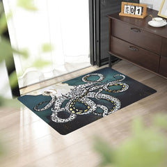 Octopus Pattern Kitchen Rug Bathroom Rug Non-Slip Waterproof Floor Mat