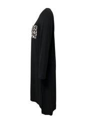 Leopard Side Split Lounge Dress Long Sleeve Home Dress With Pockets