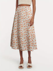 Floral Print Elastic Waist Casual Skirt for Spring & Summer