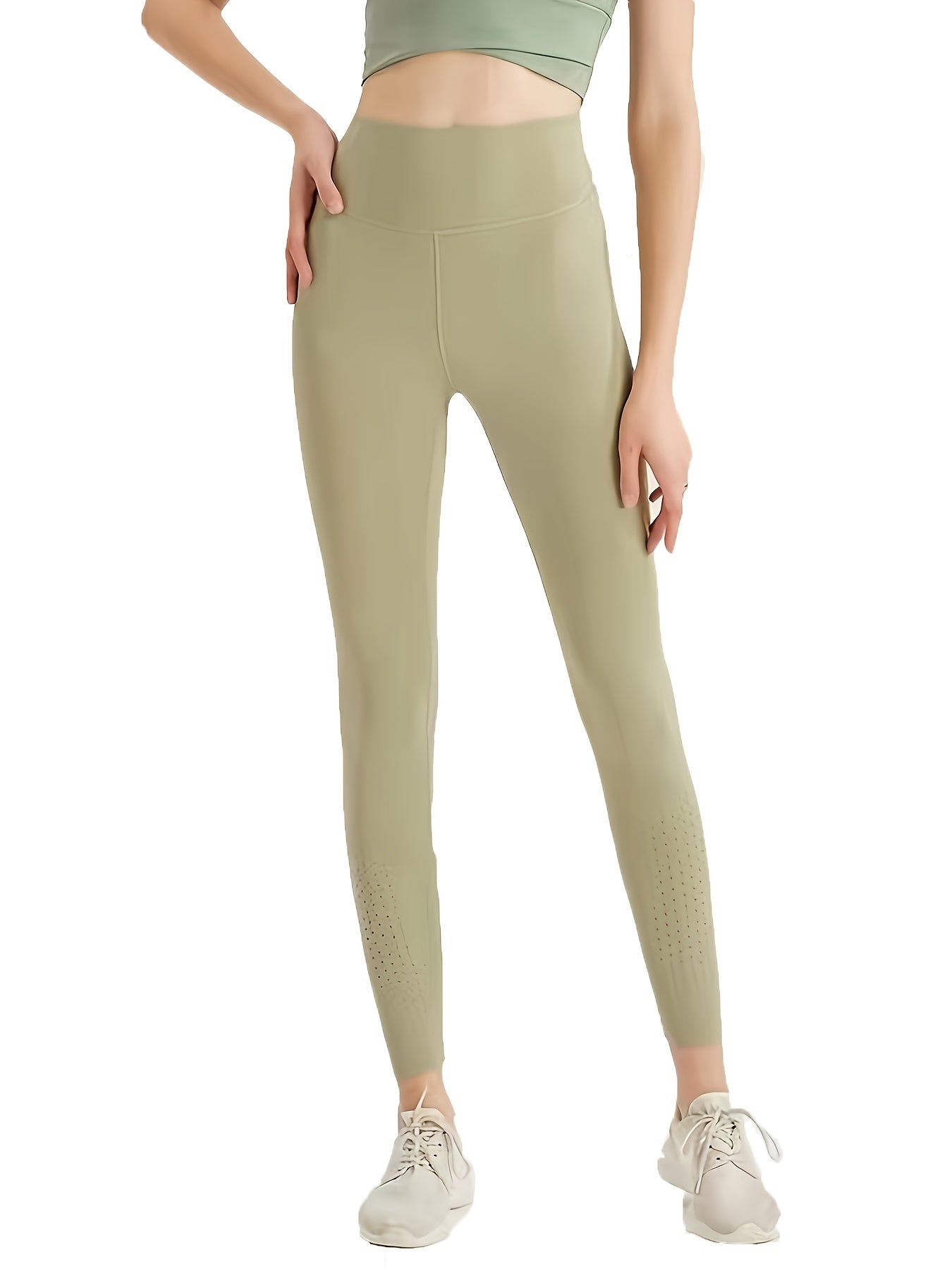 High Stretch Yoga Leggings Wide Waistband Breathable Women's Activewear