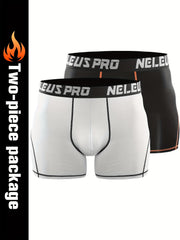 2pcs Men's Compression Shorts With Pocket Quick Dry High Stretch Base Layer