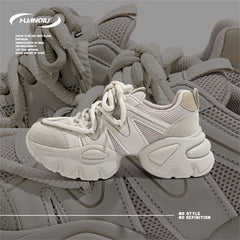 Chunky Sneakers Lace-up Non-Slip Dad Shoes Height Increased Casual Running Shoes