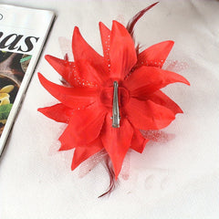 Feather Flower Hair Clips Purple Wedding Hair Accessories