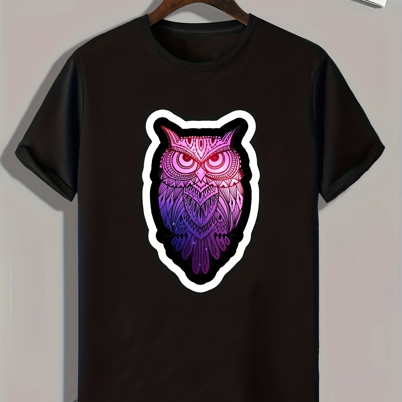 Owl Print Men's Graphic T-shirt for Summer